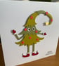 Handmade Christmas Card with Movable Legs - traditional colours - Image 2