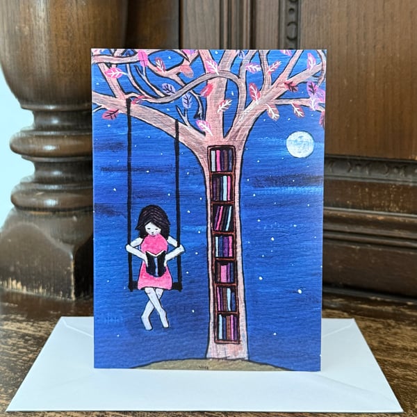Reading Card, Books, Blank inside 