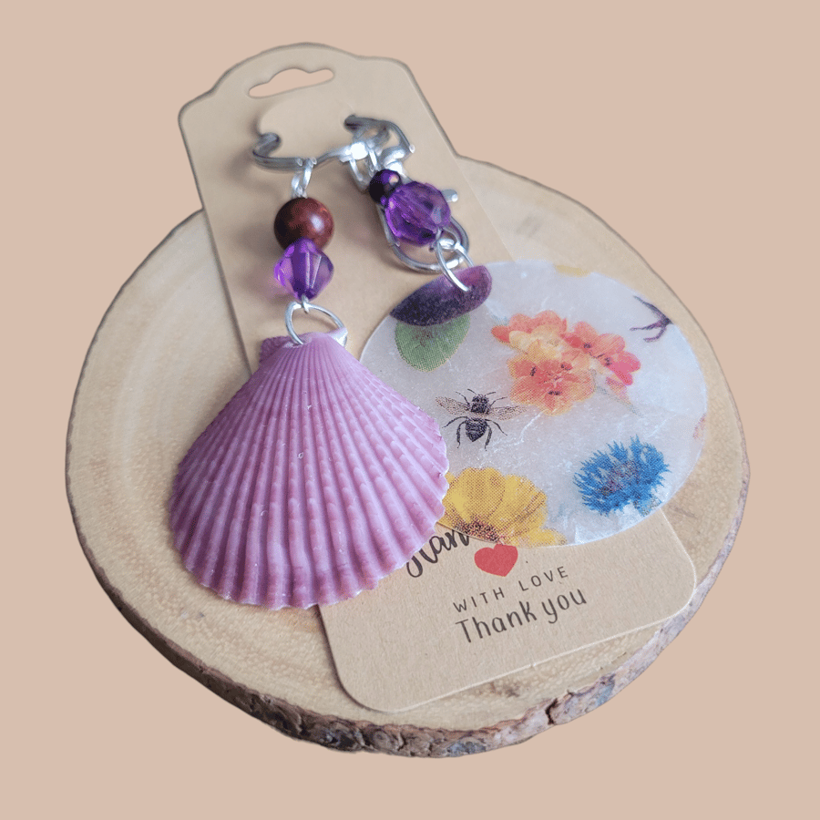 Shell Bee Decoupage Bag Charm 