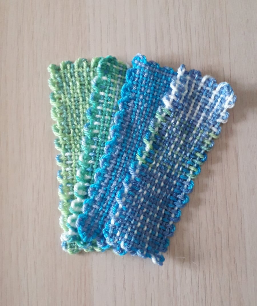 4 Handwoven Bookmarks - Tropical Ocean