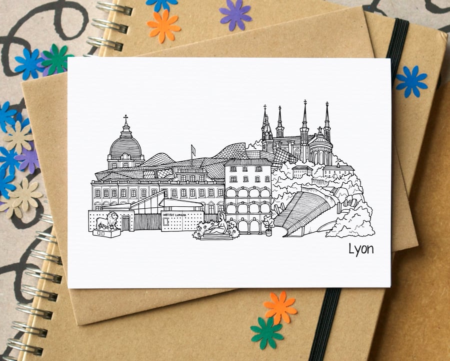 Lyon Skyline Greetings Card