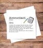Accountant Definition Card - thank you, good luck, personalised