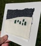 Snowy scene, mixed media Christmas card, hand embroidered, recycled card - Image 2