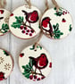 Christmas Robin Rustic Wood Slice Christmas Tree Decorations Set of 6 - Image 4
