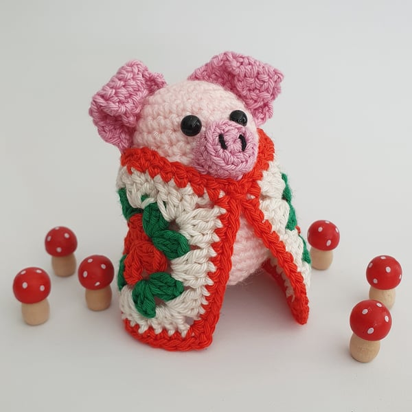 Pig in a Crochet Blanket