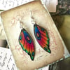 Pink Green Blue Purple Orange Yellow Fairy wing Earrings Sterling Silver Hooks