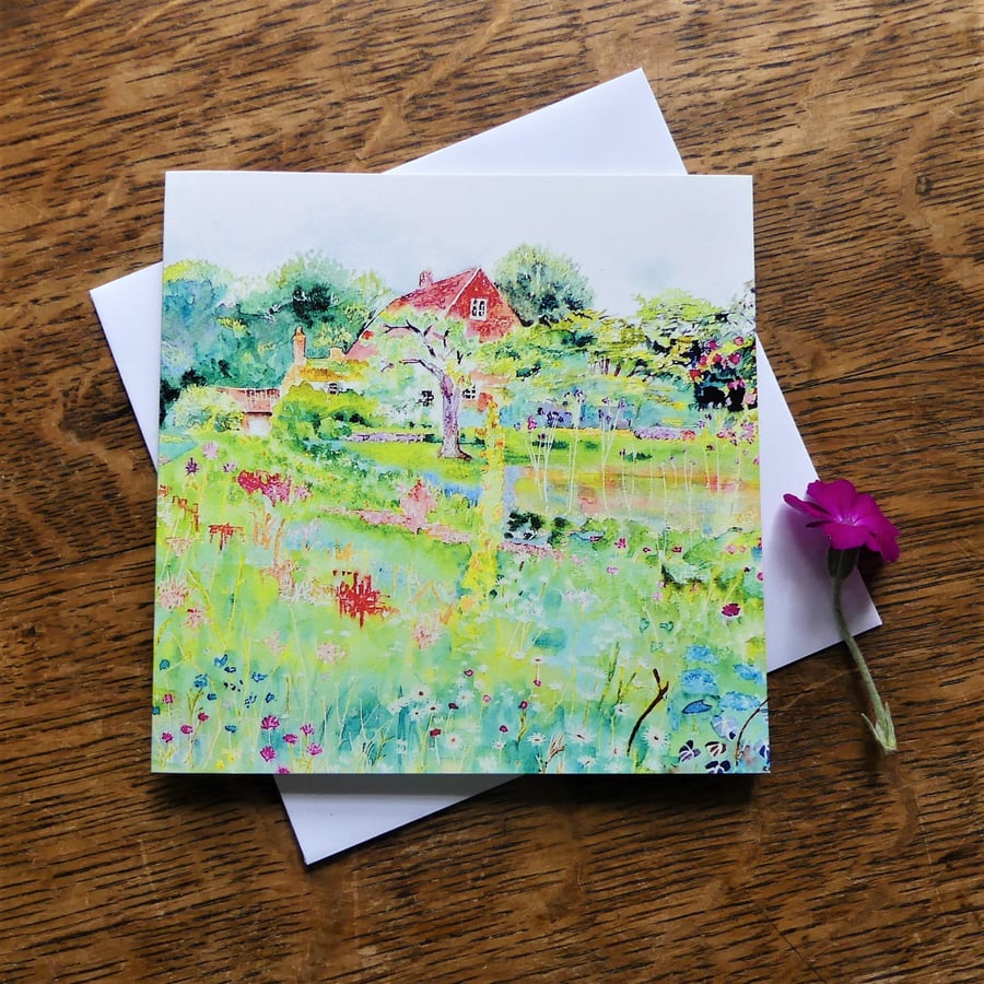 House & Garden Greeting Card from Original Watercolour Painting
