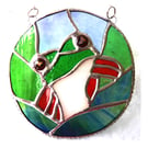 Tree Frog Suncatcher Stained Glass Ring Handmade 011