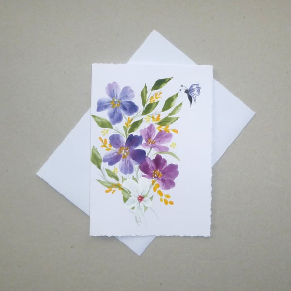 hand painted blank floral greetings card ( ref ... - Folksy