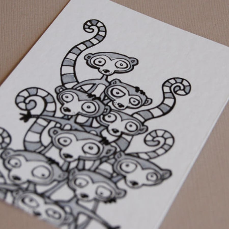 heap o' lemurs (mini art card/aceo)