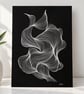 Original White Ink Abstract Line Art on Black Paper – A4 Monochrome Drawing 
