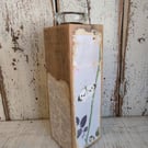 Rustic Wooden Tealight Holder, Botanical Butterfly Candle Holder