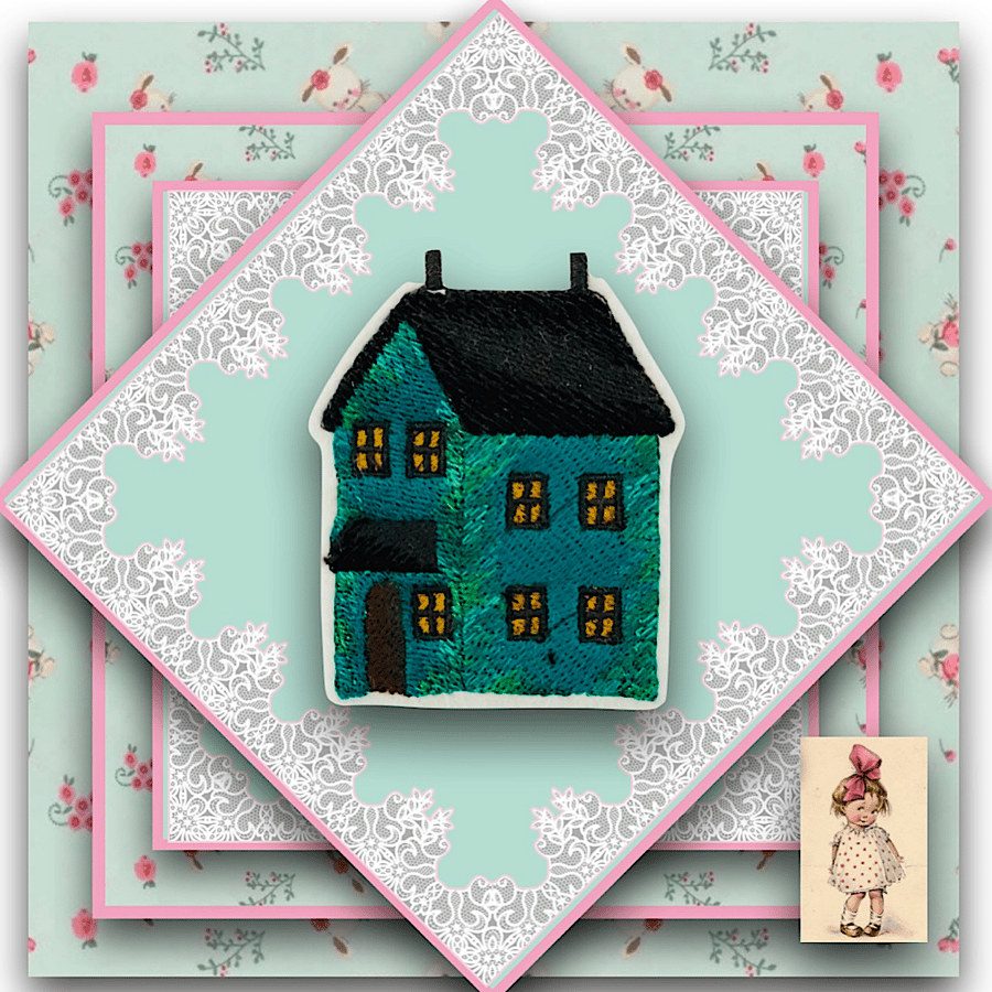 Sale Item - 7cm x 5cm Embroidered Saltbox House