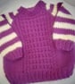Round Neck Jumper with Patterned Front and Striped Sleeves,Custom Make - Image 5
