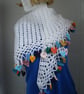 Large Crochet White Wrap Shawl With Multi Coloured Crochet Hearts (R835) - Image 5