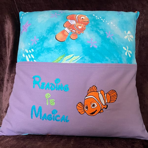 “READING IS MAGICAL” Embroidered Reading Cushion