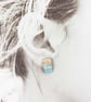 Copper and enamel line textured rectangle studs - Image 2