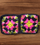 retro granny square crochet glasses case - Image 5