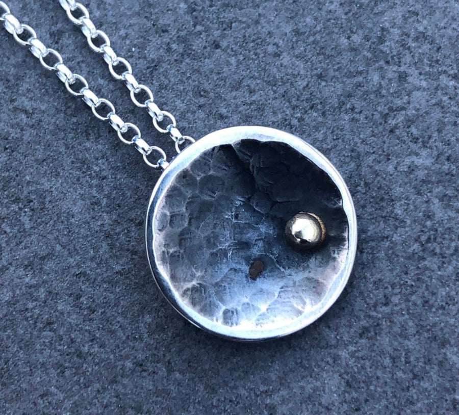 Moon Necklace, oxidised pendant, moon, celestial pendant, black moon necklace, 