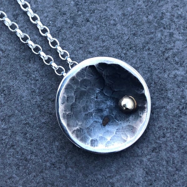 Moon Necklace, oxidised pendant, moon, celestial pendant, black moon necklace, 