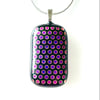 Pink & Black Polka Dot Dichroic Glass Pendant Necklace 