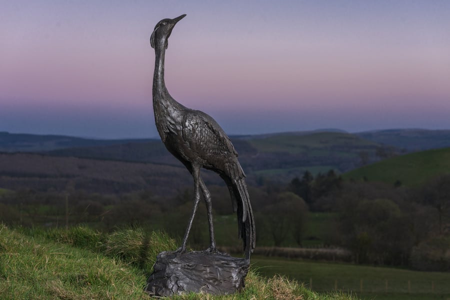 Walking Crane Animal Statue Large Bronze Resin ... - Folksy