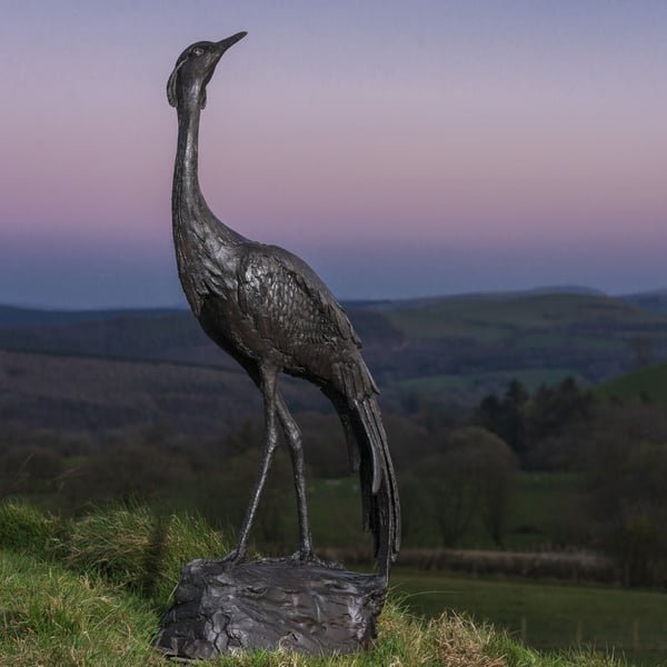 Walking Crane Animal Statue Large Bronze Resin Garden Sculpture