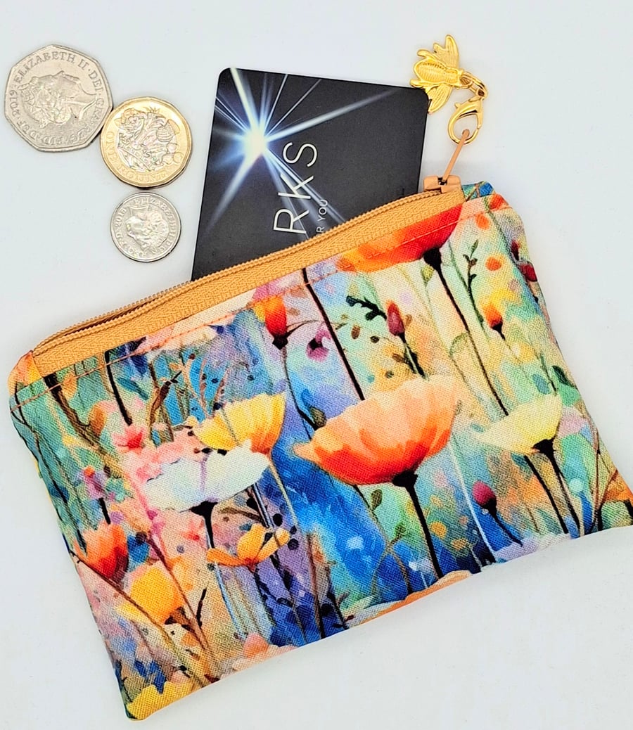 Meadow flowers coin or card purse 684M