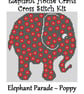 Elephant Parade Cross Stitch Kit Poppy Size Approx 7" x 7"  14 Count Aida