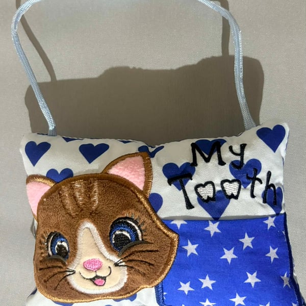  Tooth fairy Pillow, Embroidered Cat