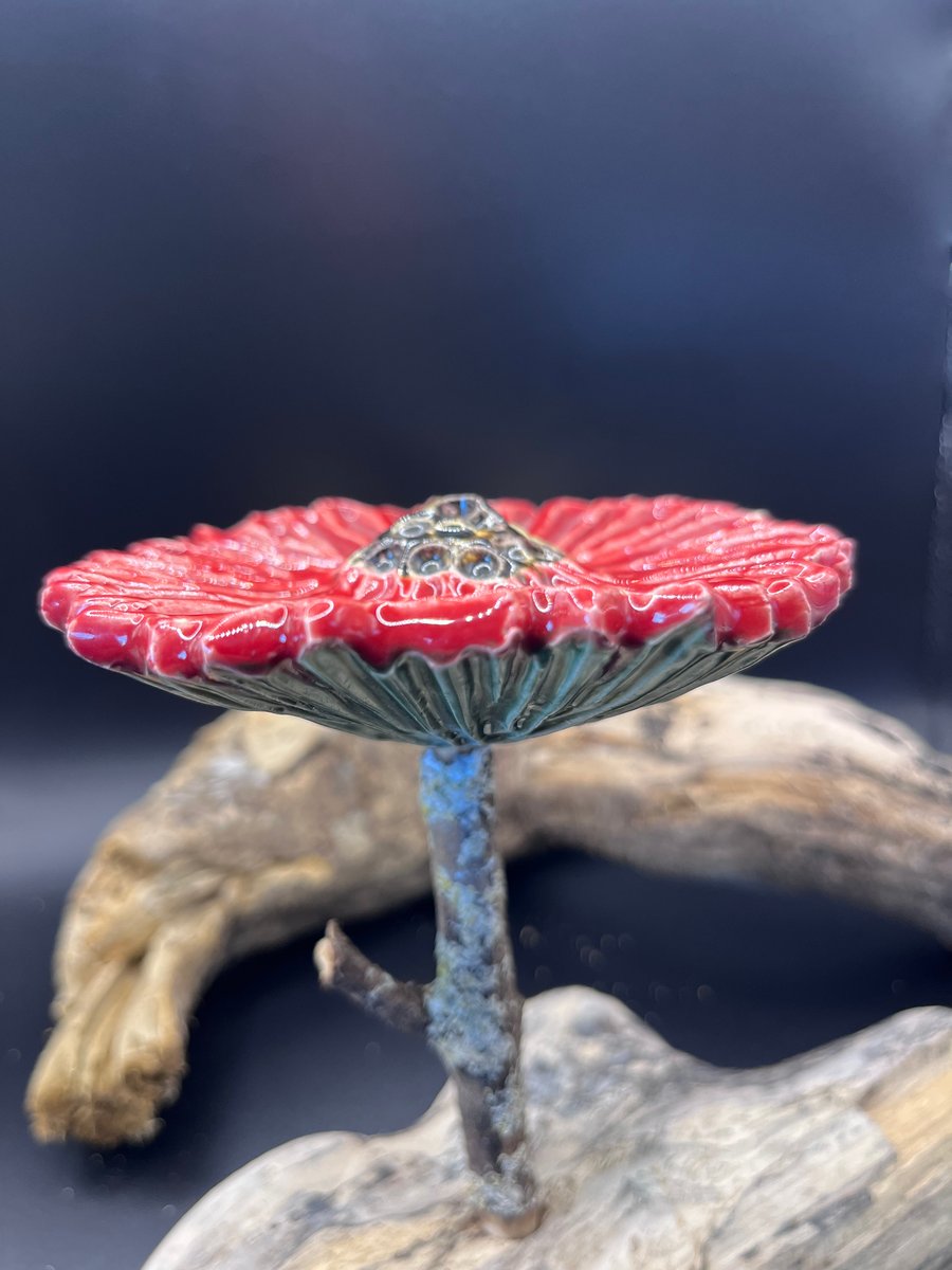 Red sunflower cane topper 