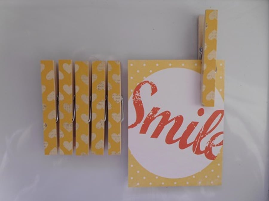 Mustard Hearts Magnetic Pegs Fridge Magnets Pegs