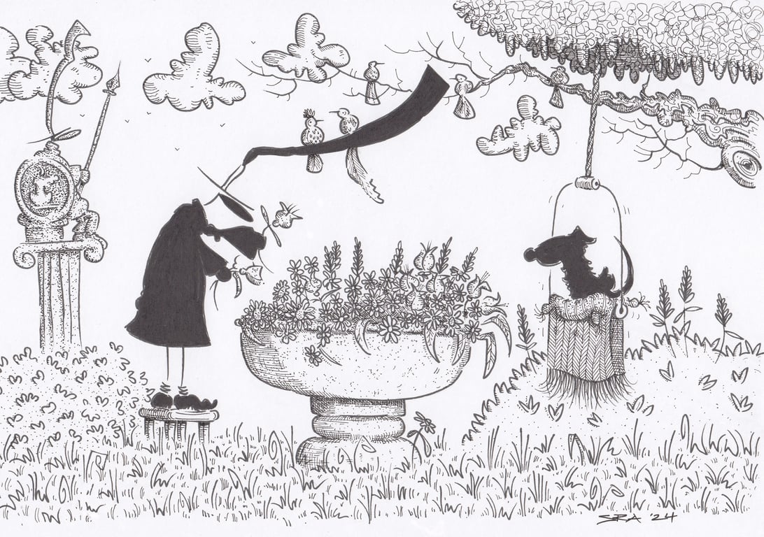 'The Flower Display' an A4 sized original artwork