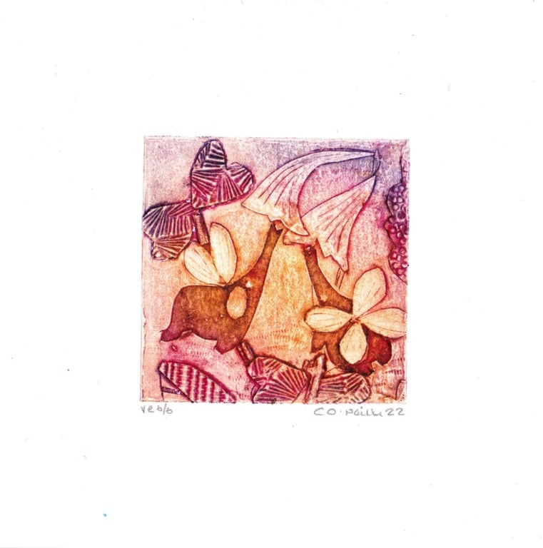 Mini Fantasy Garden  -  Original Collagraph Print