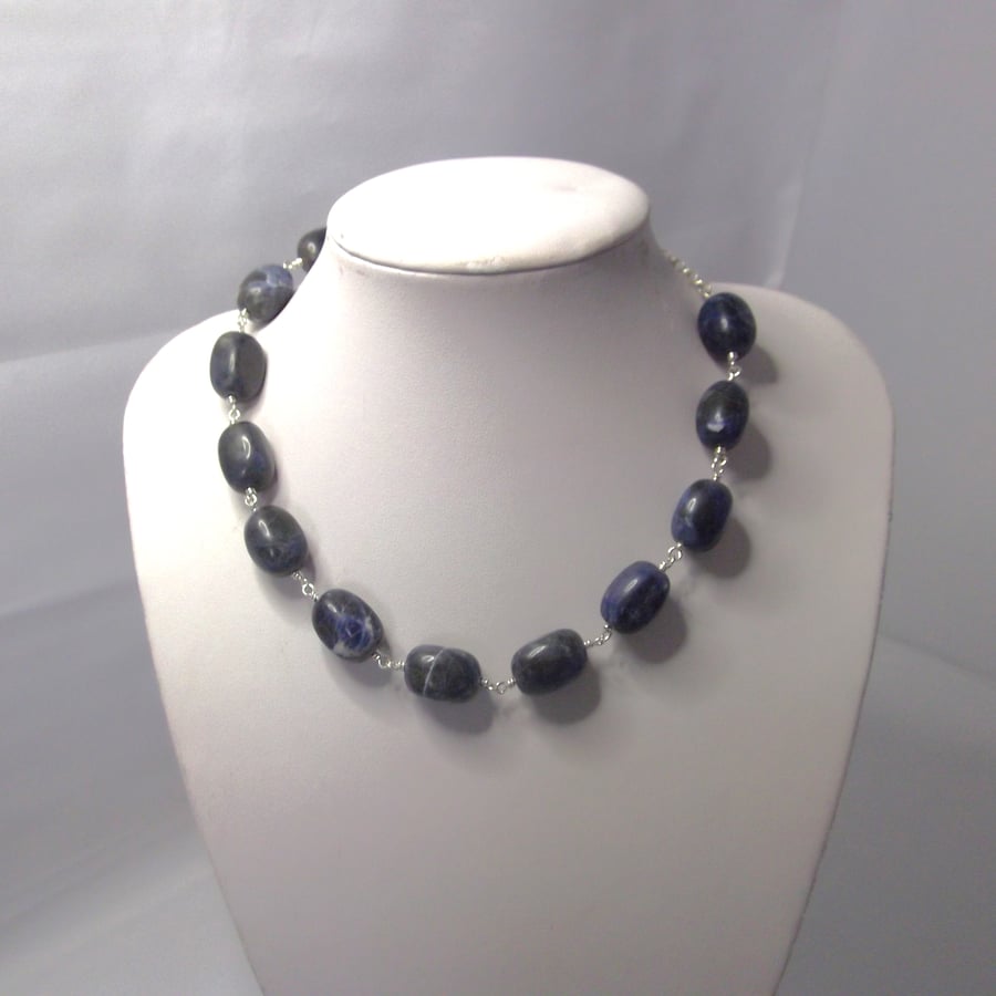 Sodalite chunky bead necklace