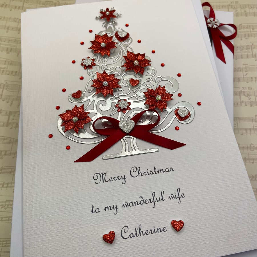 Personalised Handmade Christmas Card Gift Boxed Wife Mum Girlfriend Daughter