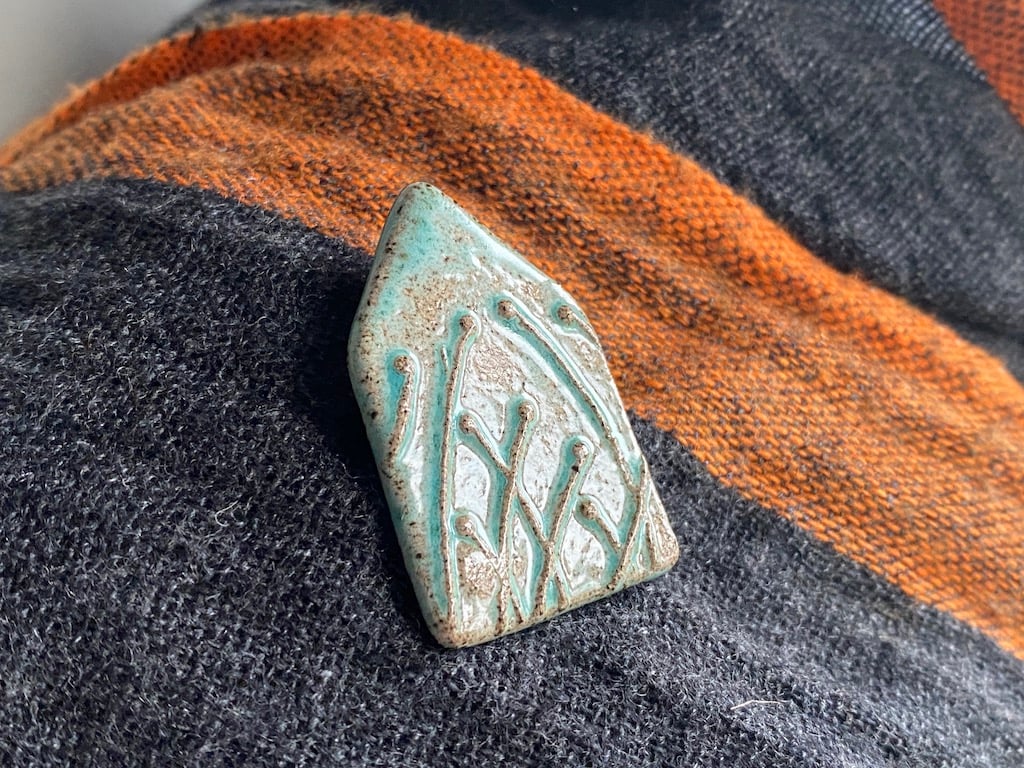  Ceramic Brooch handmade Botanical House 