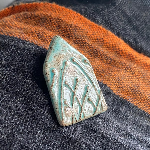  Ceramic Brooch handmade Botanical House 