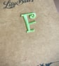 Embroidered Letter F Iron on Patch 3.5 cm x 2.5 cm Lime Green - Image 1