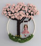  Cherry Blossom macrame, girl on a swing macrame, macrame tree - Image 7