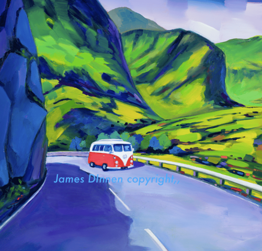 Glencoe ,Volkswagen Campervan,Limited edition giclee mounted print ( Free PP UK)