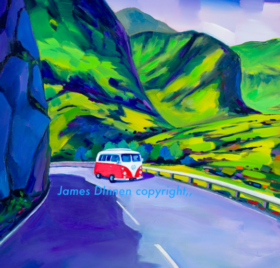 Glencoe ,Volkswagen Campervan,Limited edition giclee mounted print ( Free PP UK)