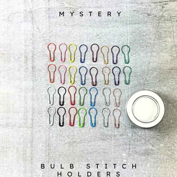 Bulb Pin Stitch Markers - 30 x MYSTERY Multi Colour Coil less French, Bulb, Cala