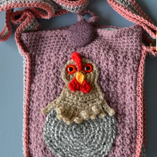 Crochet Bag with Chicken motif