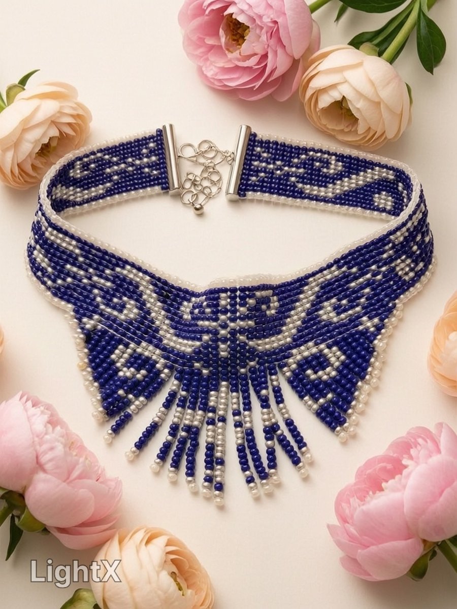 Beaded Choker necklace with beadwork