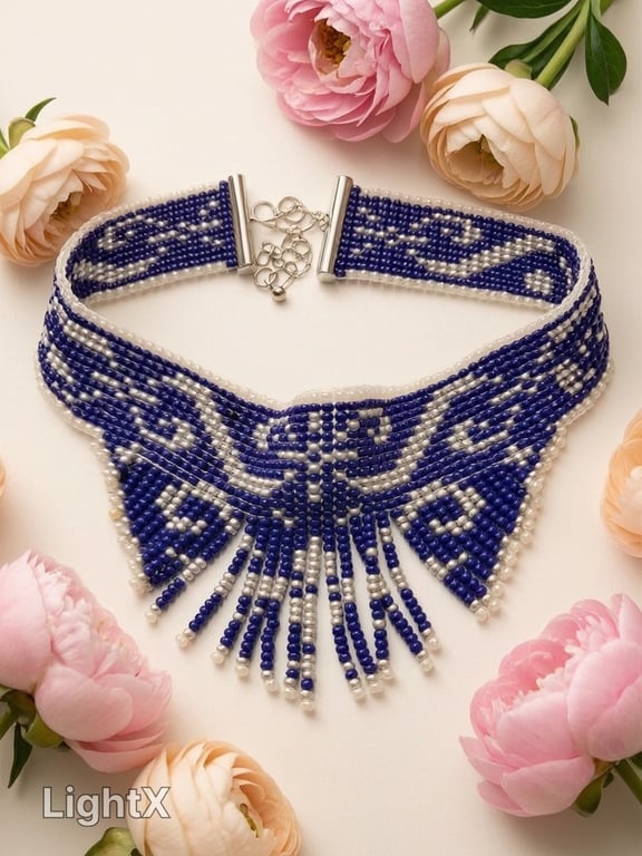 Beaded Choker necklace with beadwork