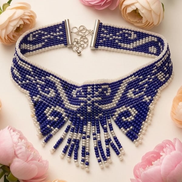 Beaded Choker necklace with beadwork