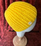 Bright Yellow Rib-Patterned Cosy Crocheted Beanie Hat  - Image 3