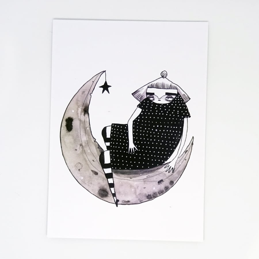 'Moon Girl' Small Poster Print