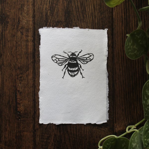 Bumblebee lino print